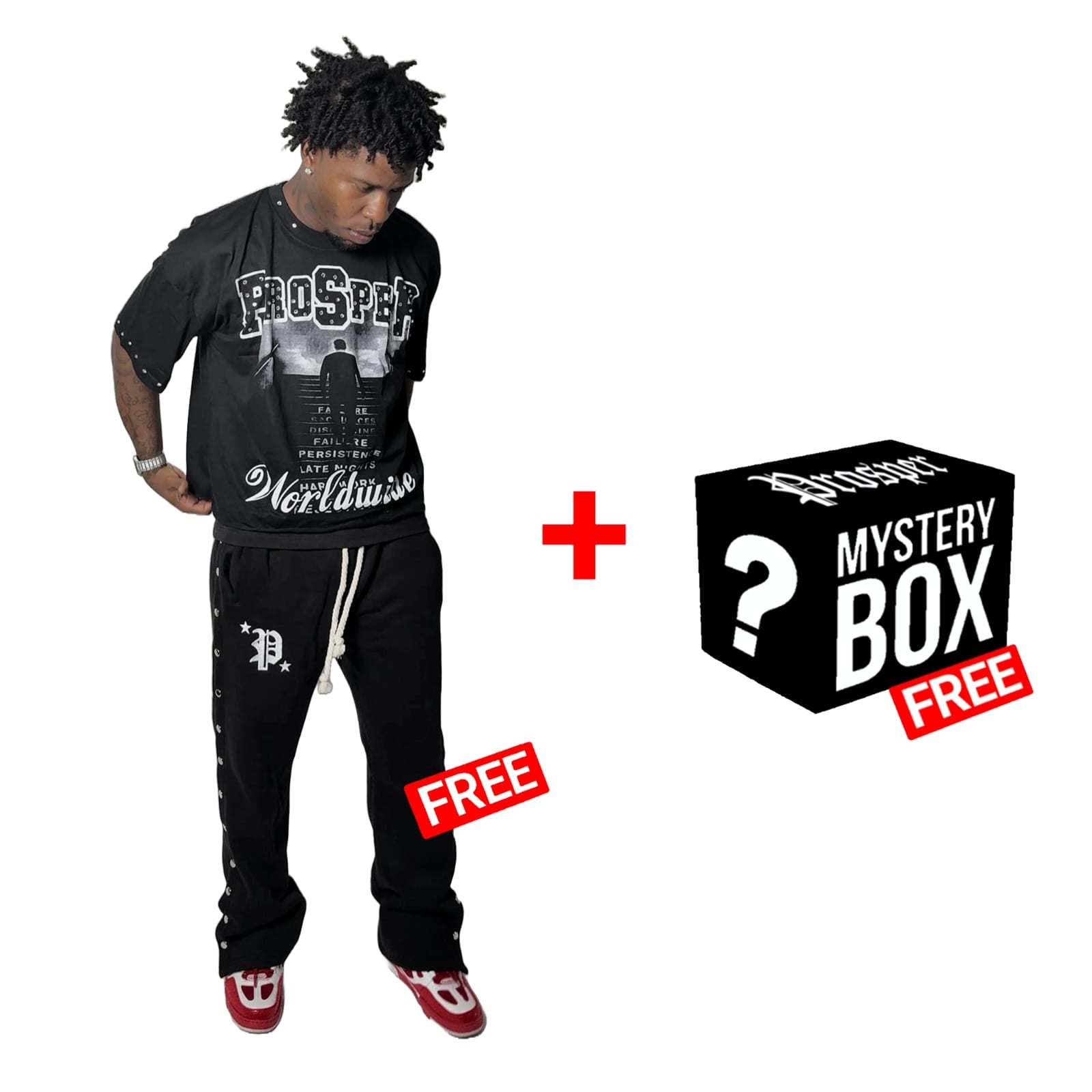 PREVAIL TEE + FREE BUTTON PANTS = FREE ITEM